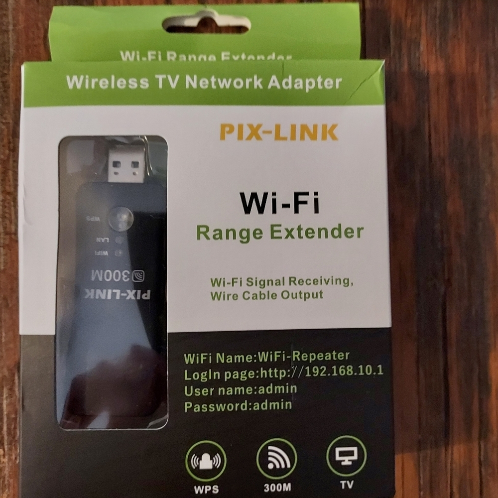 Wireless TV Network Adapter.  Wi-Fi Range Extender
